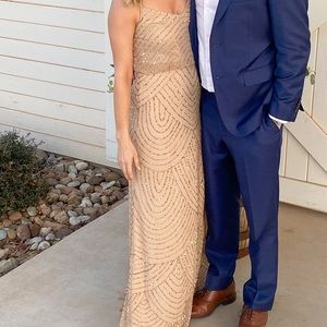 Champagne/beige Adrianna Pappell beaded gown